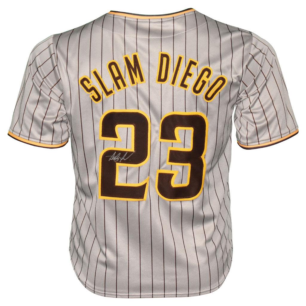 Fernando Tatis Jr Signed San Diego Grey Pinstripe Slam Diego Baseball Jersey (JSA)