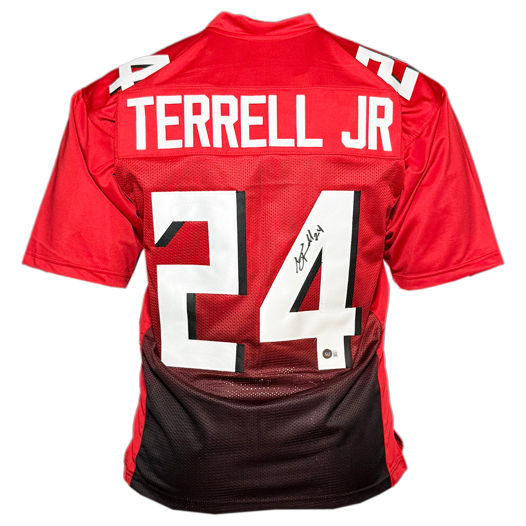 A.J. Terrell Jr Signed Atlanta Red Football Jersey (Beckett)