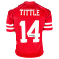 YA Tittle Signed HOF 71 Inscription San Francisco Red Football Jersey (JSA)