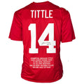 Y.A. Tittle Signed HOF 71 Inscription New York Red Stats Football Jersey (JSA)