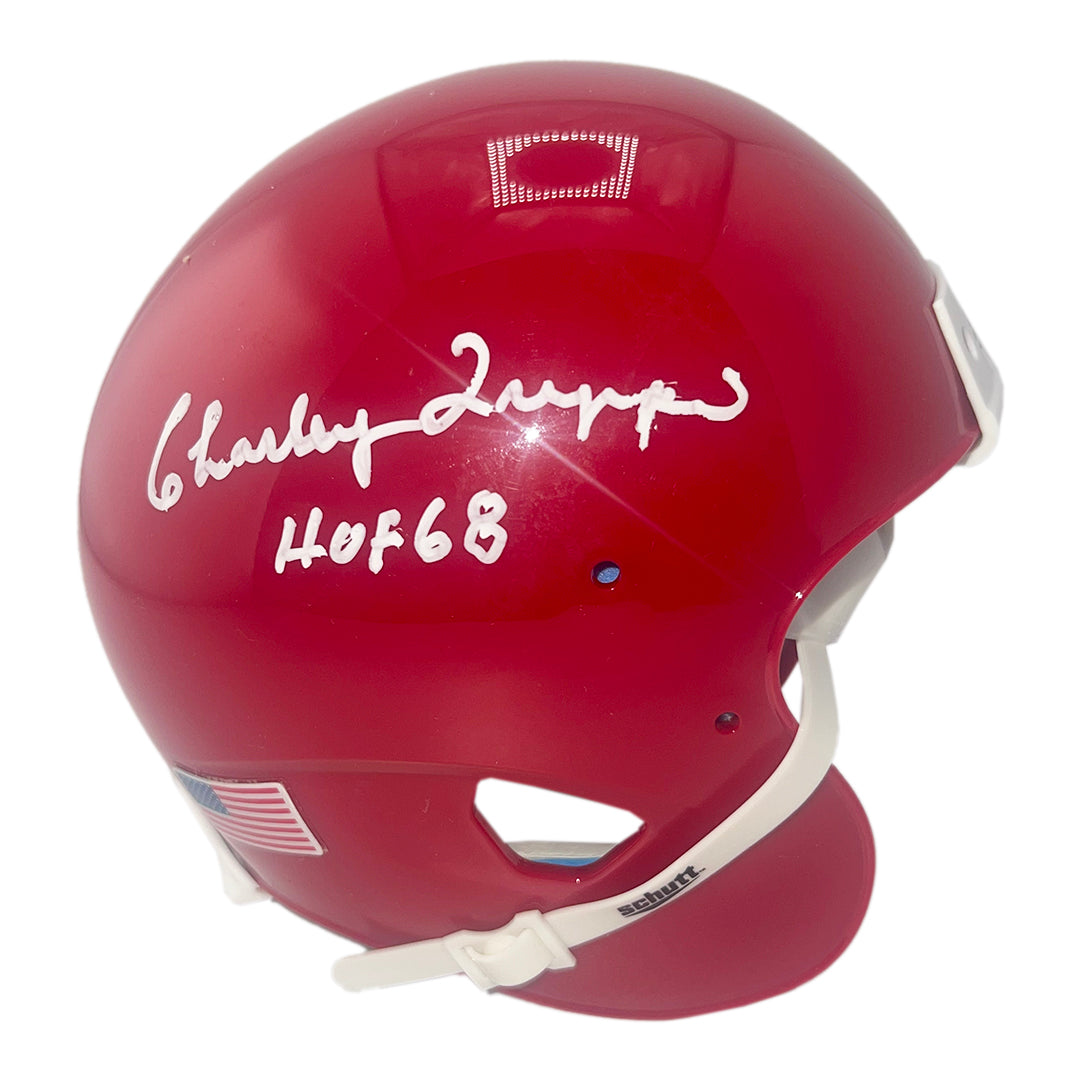 Charley Trippi Signed HOF 68 Inscription Chicago Cardinals Mini Schutt Football Helmet (JSA)