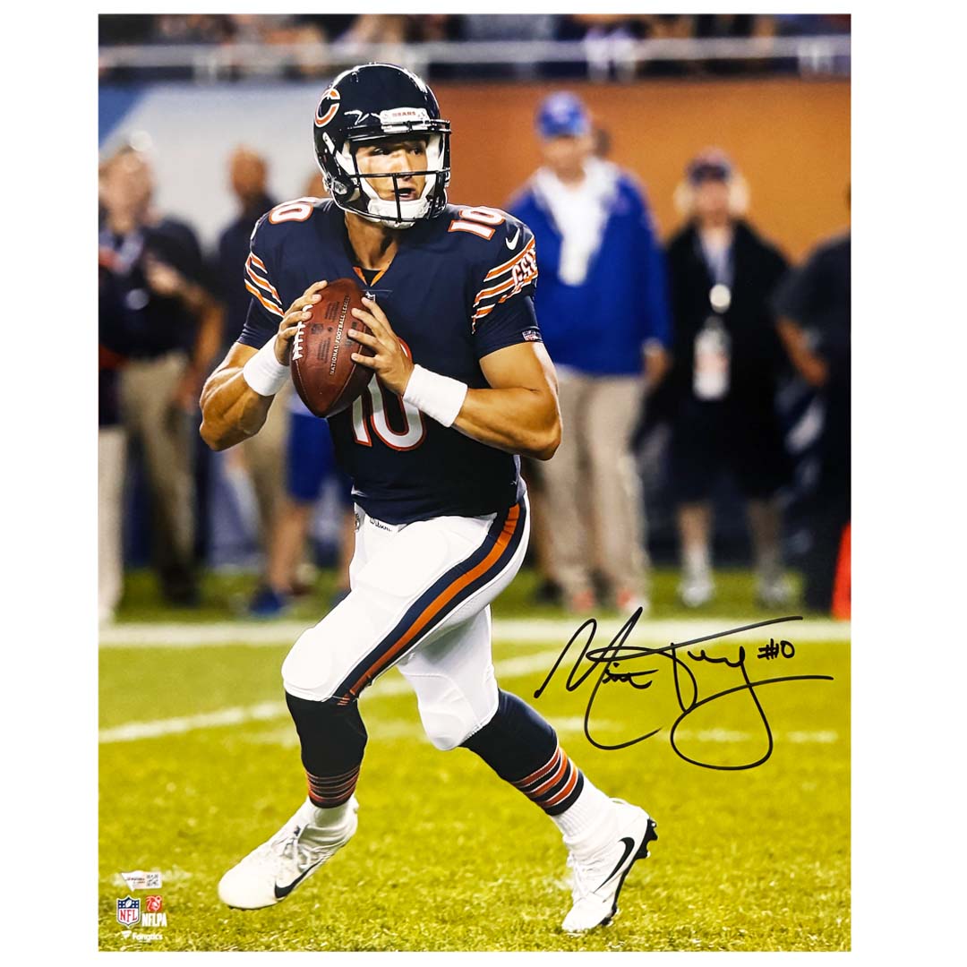 Mitchell Trubisky Signed Pose 1 Football 16x20 Photo (Fanatics)