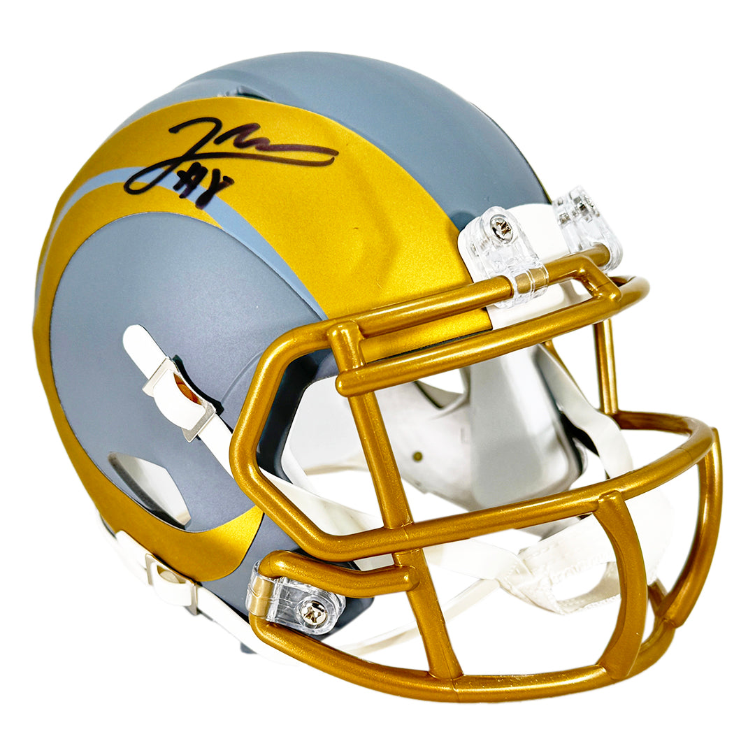 Jared Verse Signed Los Angeles Rams Slate Alternate Speed Mini Football Helmet (Beckett)