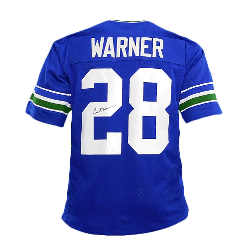 Curt Warner Signed Seattle Football Blue Jersey (JSA)