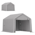 10' x 17' Heavy Duty Carport with Zipper Door, UV Resistant Waterproof, Grey