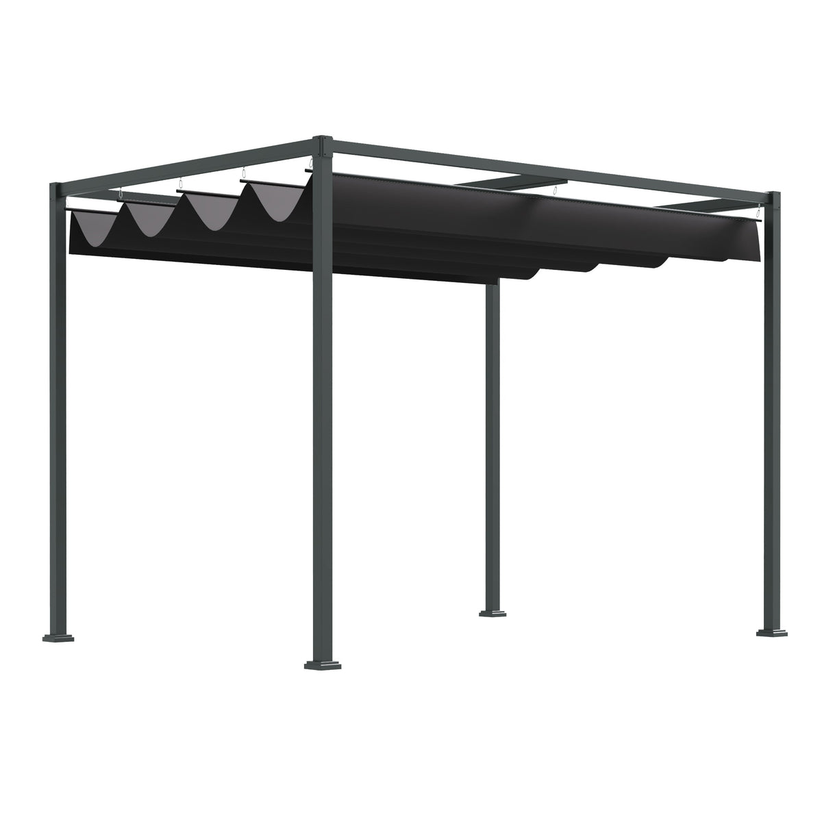 10' x 7' Retractable Pergola Canopy, Outdoor Sun Shade, Black