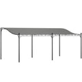 10' x 20' Wall-Mounted Metal Pergola Canopy with Drainage Holes, Dark Gray